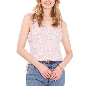 NWT Vince Camuto Ivory Animal Print Sleeveless V-Neck Blouse, Women’s Large